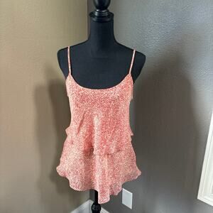 Cabi Coral & Cream Tiered Camisole Top - Small